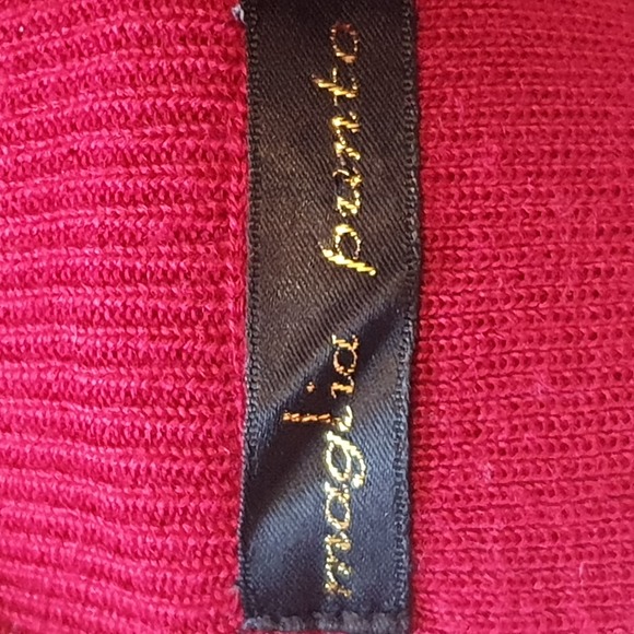 Size 10-12 Vintage Wool Blend Dark Red & Gold Embroidered Jumper - Picture 7 of 9